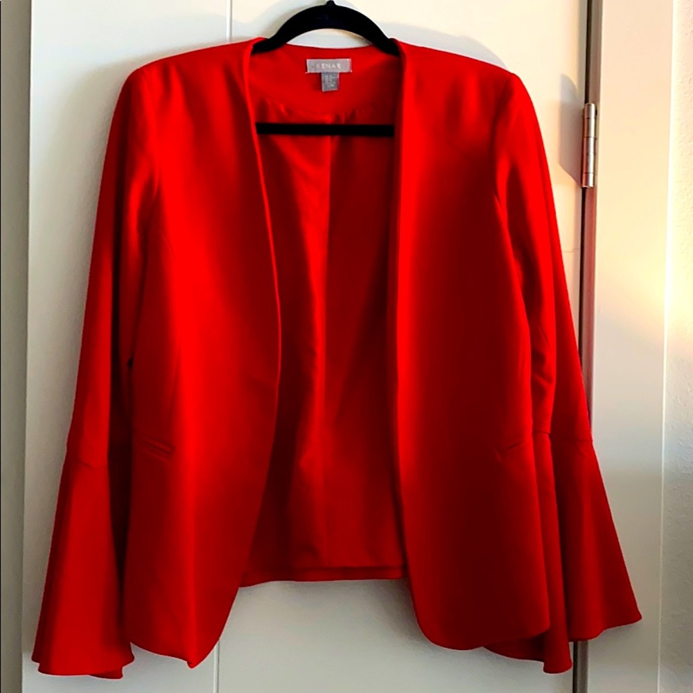 Red Blazer with Flare Sleeves